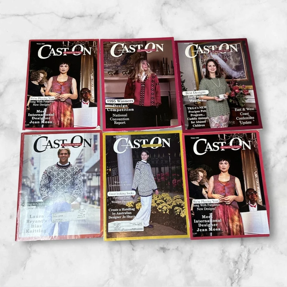 Cast On 1995 knitting and crochet magazine lot of 6